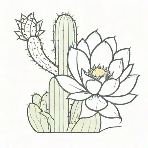 Cactus Protected By A Lotus