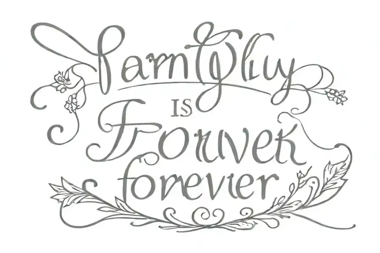 A Small Fine Line Tattoo Saying Family Is Forever In One Line In Cursive Below The Collarbone