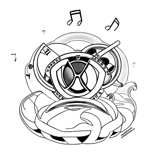 A Small Bmw Car With Musical Symbols As Wheels