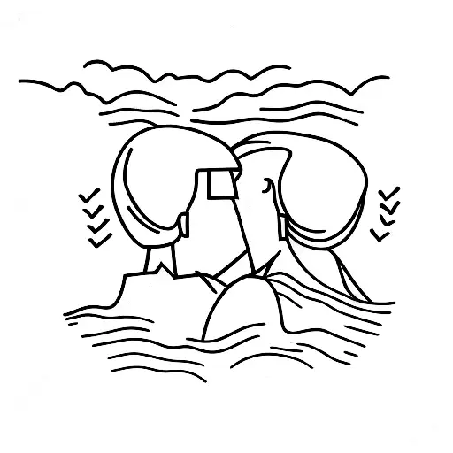 A Minimalist Design Of A Father And Daughter Holding Hands