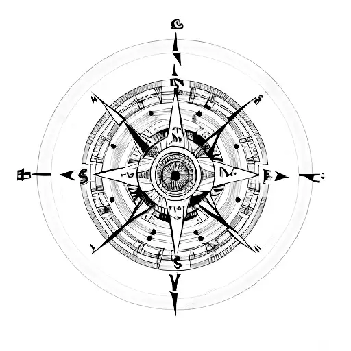 A Music Note With A Compass In The Center