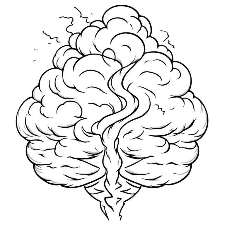 Tornado Undoing Brain -Shaped Clouds And Realistic Lightning Storms