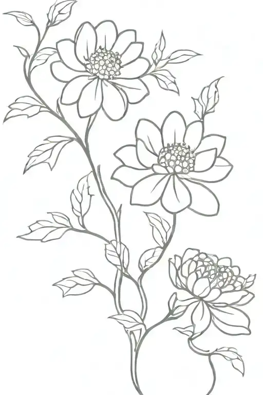 Thin Line Of Chrysanthemums On A Vine