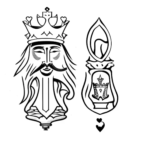 King Chess Piece With A Heart Design And A Queen Chess Piece With A Brain Design