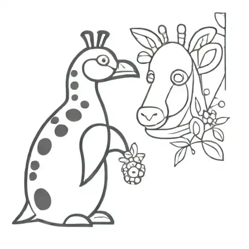 Penguin And Giraffe And Monkey And Lady Bug Sitting Together