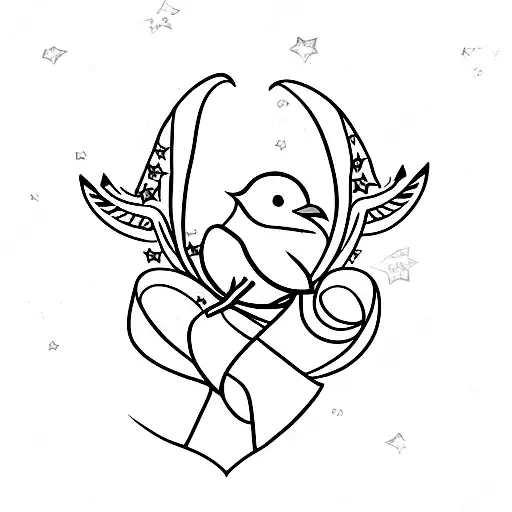 Dove With Ribbon And Stars