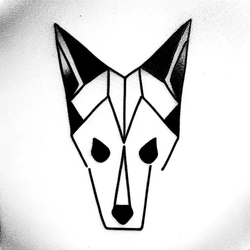 Make A Minimalistic Tatto Design Of Pointy Dog Ears In A Solf Featherlike Style