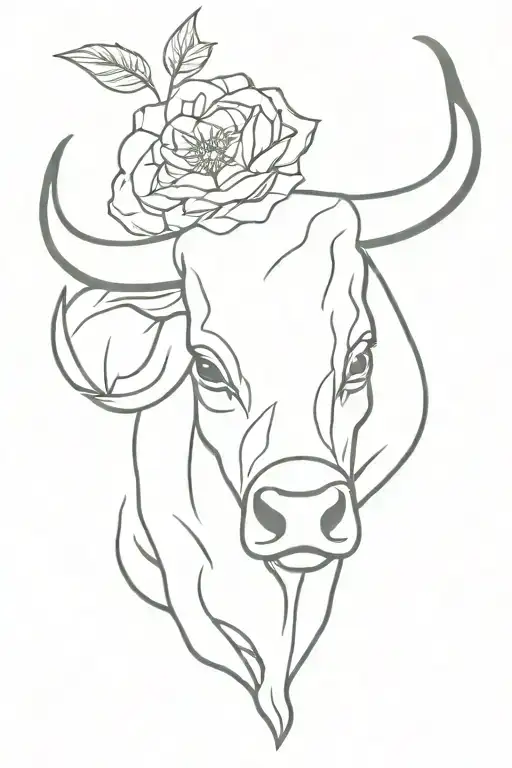 Bull With A Flower