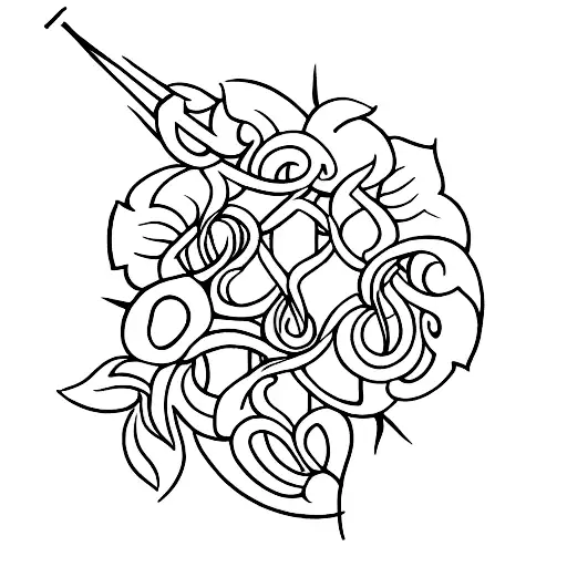 Design A Medieval-inspired Tattoo With A Magnolia Tree And A Spear