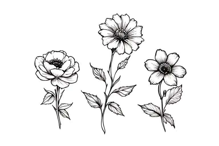 Three Different Flowers For The Upper Arm