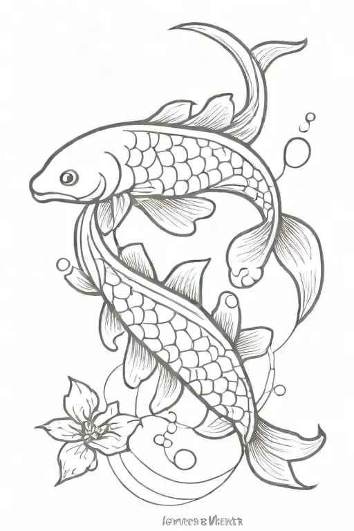 Koi Fish Alignment Minimalist Tattoo Design