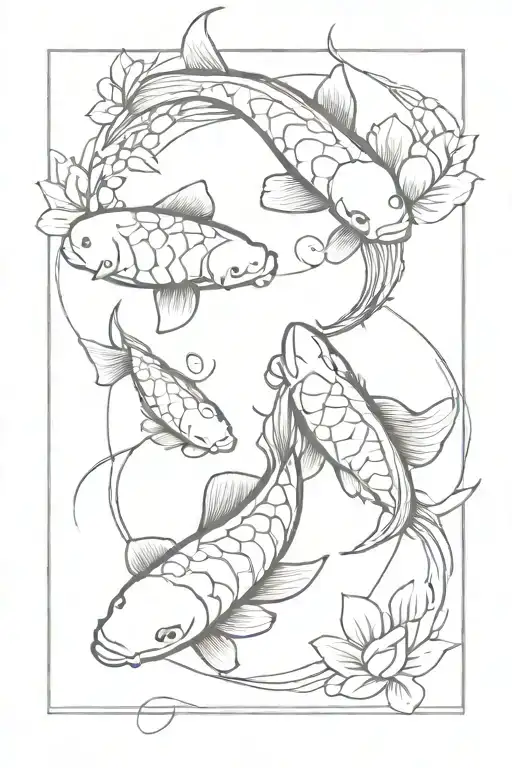 Koi Fish Alignment Minimalist Tattoo Design