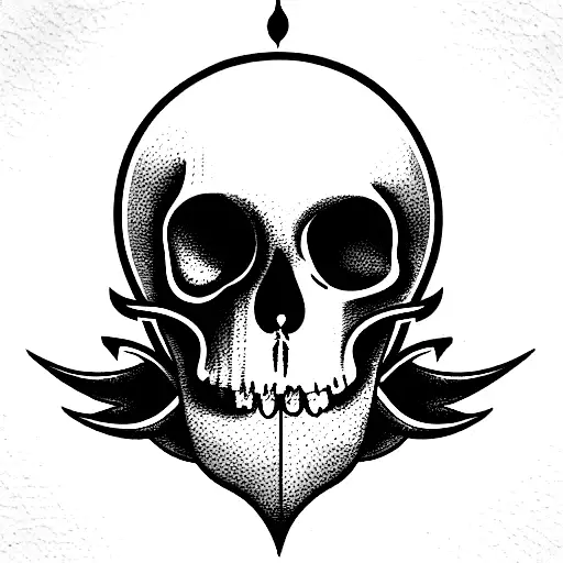 Balance Of Heart And Brain With A Skull And Flames