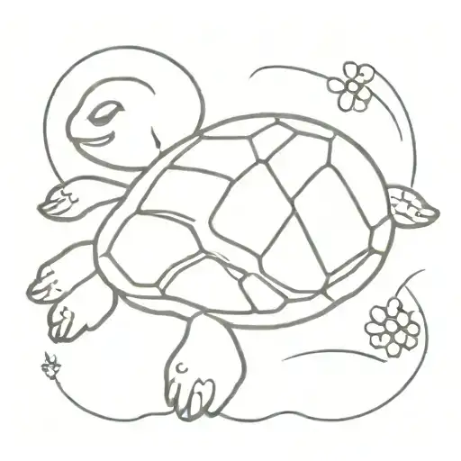 A Turtle Tattoo With Lines Where There Are Segments With Family Vacation Selfcare Balance Design