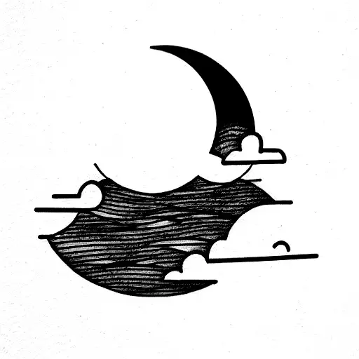 Moon And Flowing River