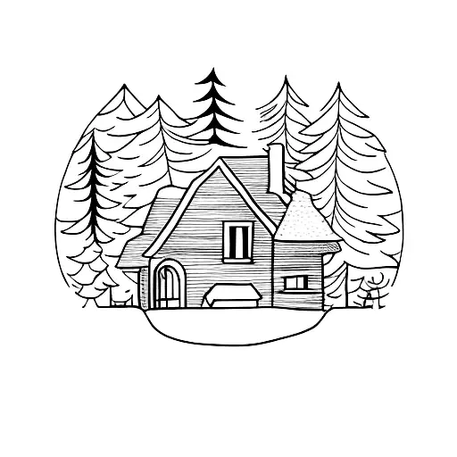 A Cozy Home Surrounded By A Forest