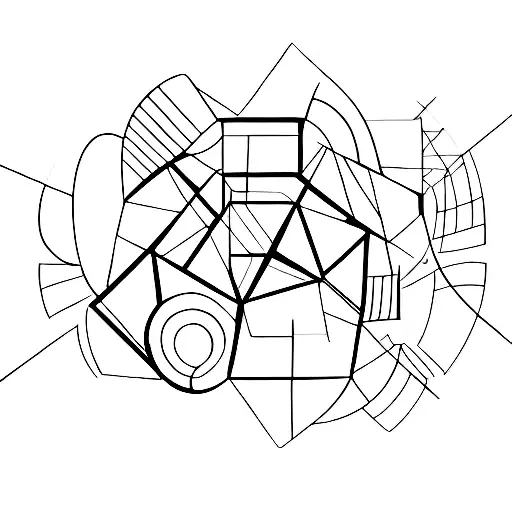 A Geometric Representation Of A House Key With Abstract Shapes And Lines