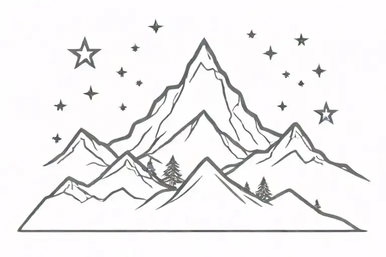 Mountain With Stars