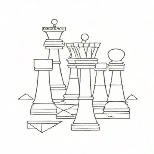Chess Pieces Arranged In A Minimalist Geometric Pattern
