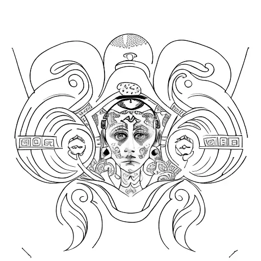 Design A Tattoo That Combines Renaissance Portraits With Intricate Psychedelic Patterns