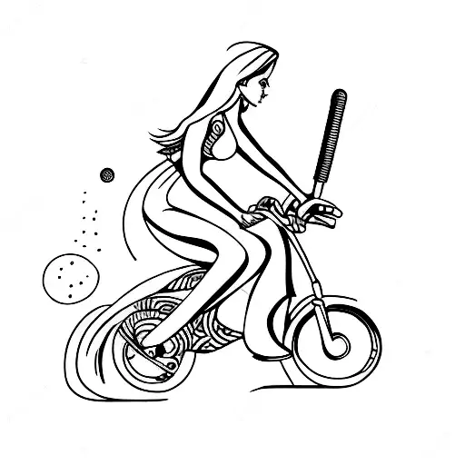 Beautiful Woman With Motocross Bike