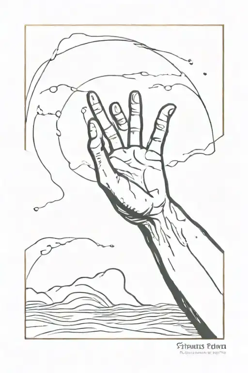 Hand Reaching Out Of Water Dark And Light Shining