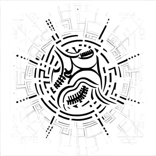 A Minimalist Tattoo Of A Football With Ancient Hieroglyphics