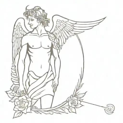 Angel Men Warior And Rose