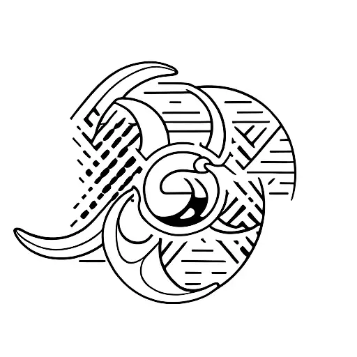 Sun And Crescent Moon With Letter R Next To The Moon