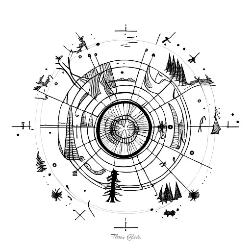 The View Of Looking Up In A Forest With The Gemini Constellation All In A Circle