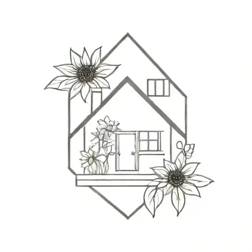 House With Sunflower Growing Inside