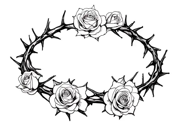 Crown Of Roses Entangled To Crown Of Thorns
