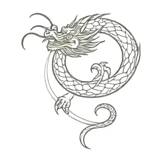 Korean Traditional Dragon And Moon