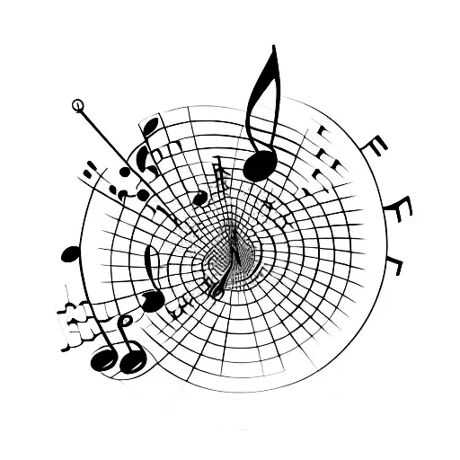 Music Notes Forming A World Map