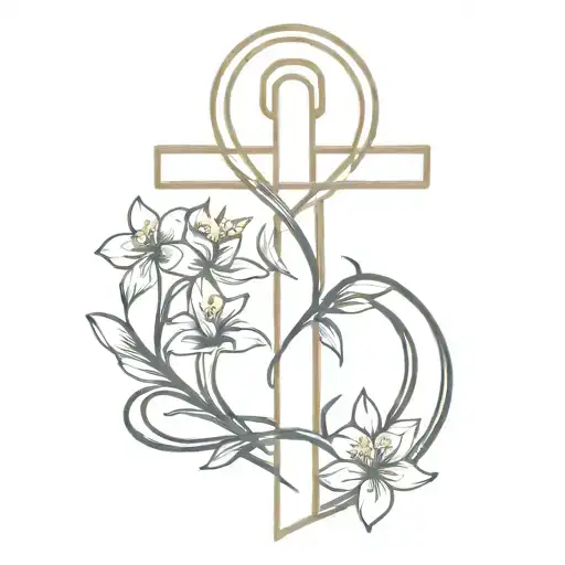 Ankh With Small Flowers Intertwined