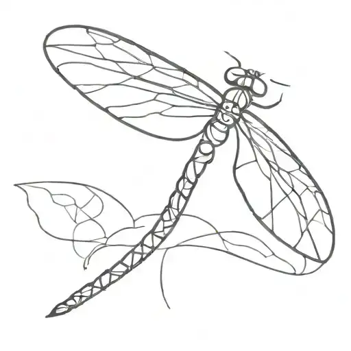 A Minimalist Outline Of A Dragonfly With Quilt Stitches Incorporated Into The Design