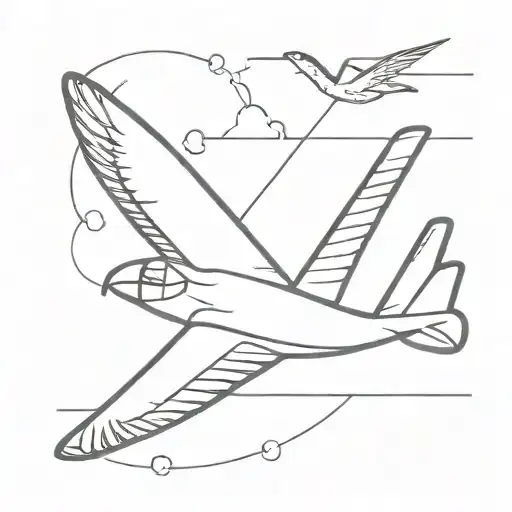 Half Airplane And Half Is Bird Flying