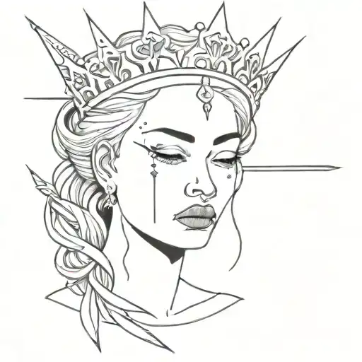 Crying Queen With A Sword Piercing