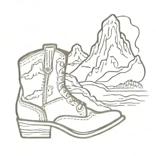 Cowboy Boot With Mountains In It