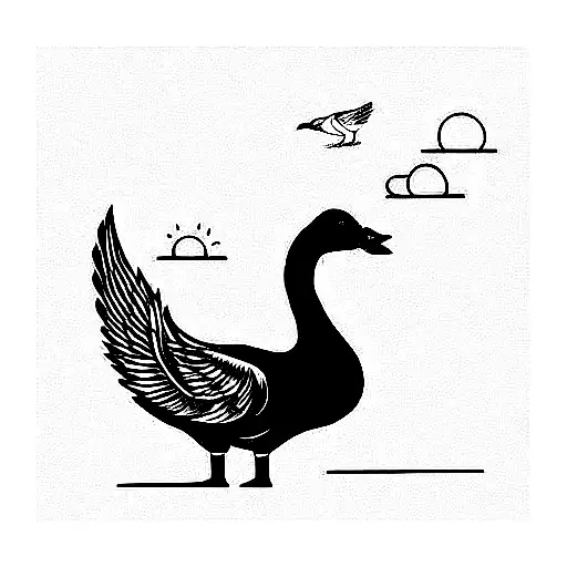 Asian Man And A Goose