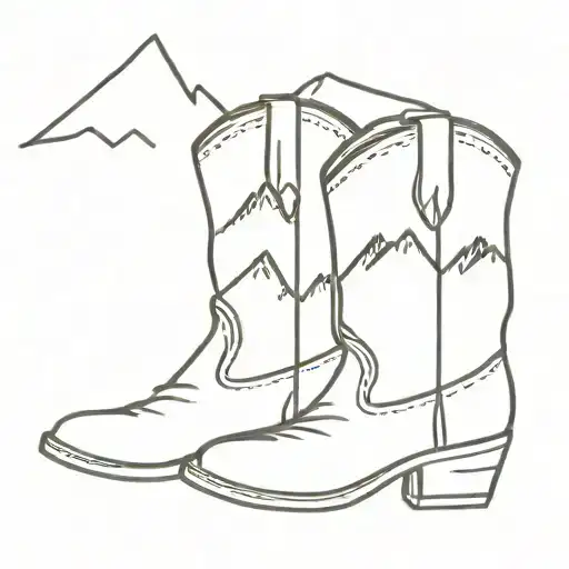 Cowboy Boot With Mountains In It