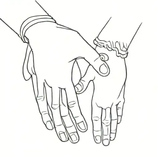 A Minimalist Silhouette Of A Grandmother And Grandson Holding Hands