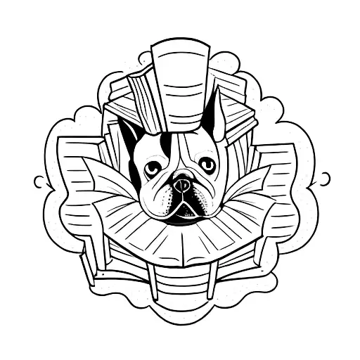 A Minimalist Tattoo Of A Book With A Dog Lying On Top Of It