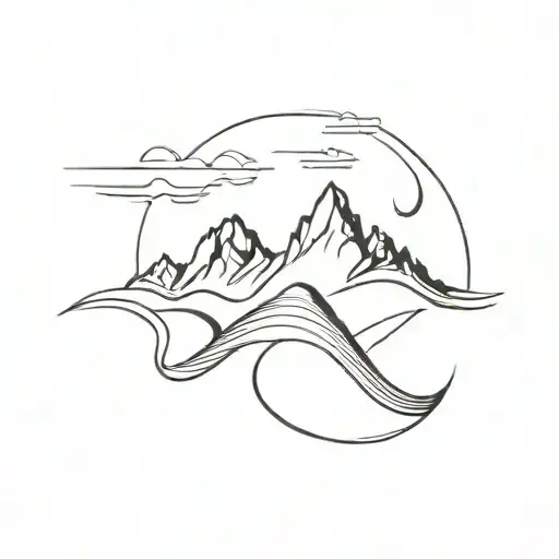Wave And Mountain Range