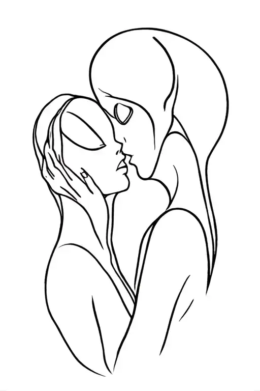 Alien Kissing A Woman