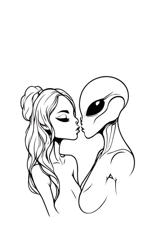 Alien Kissing A Woman