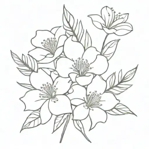 Bouquet Of Fine Line Flowers