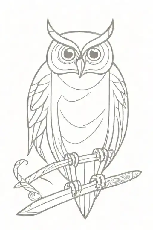 Owl On The Background Of A Sword