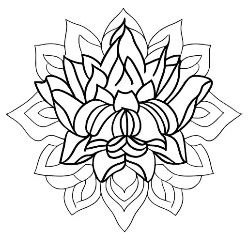 A Minimalist Tattoo Of A Lotus Flower Surrounded By Delicate Lines