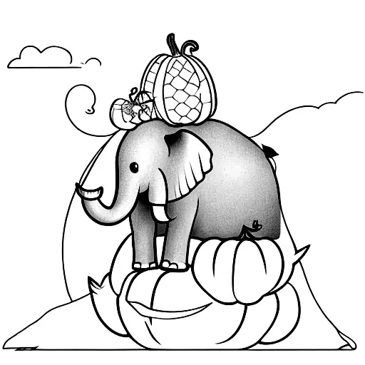 An Elephant On Top Of A Pumpkin